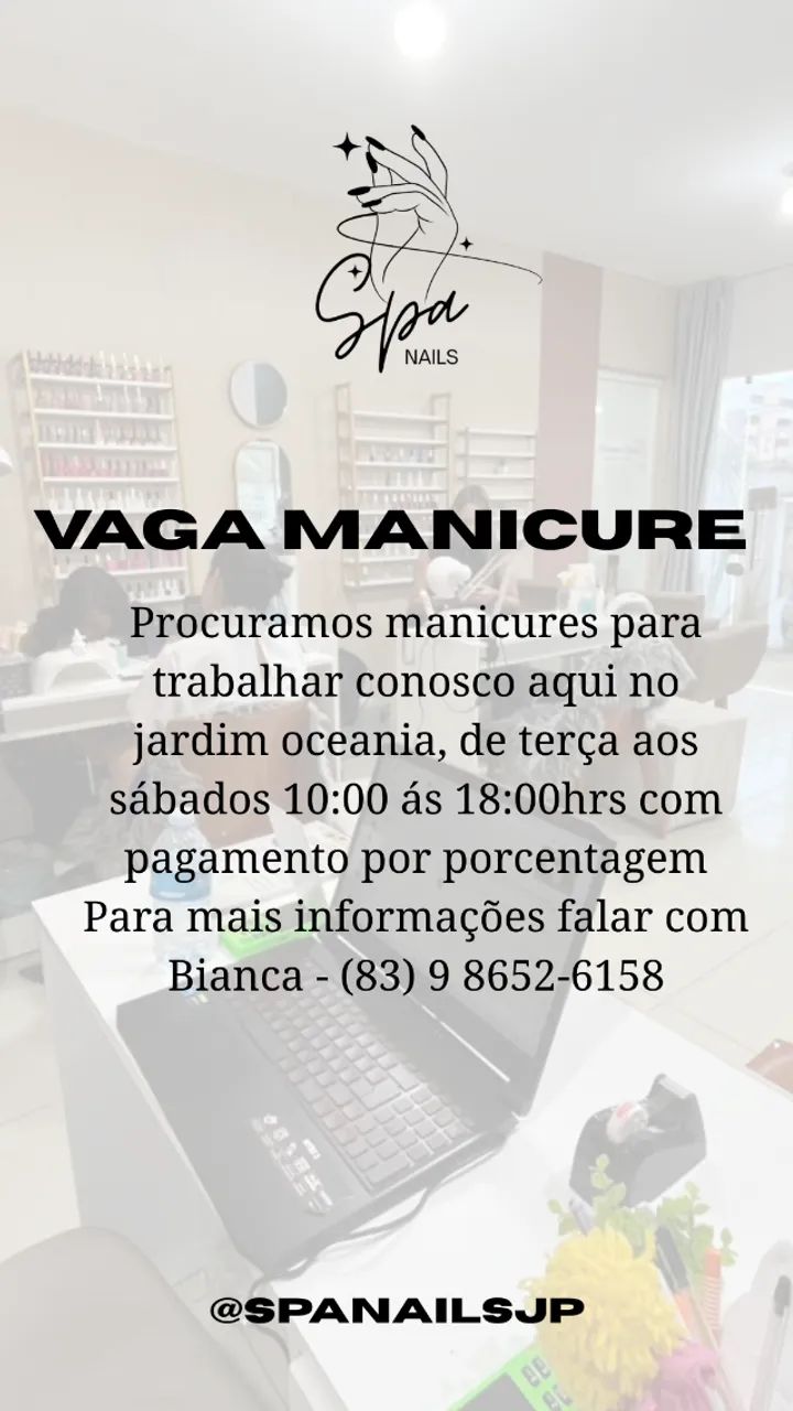 VAGA MANICURE SALÃO