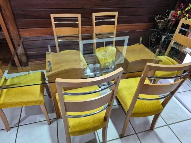 Conjunto Mesa de Jantar 6 cadeiras com Aparador de Madeira - Foto 4