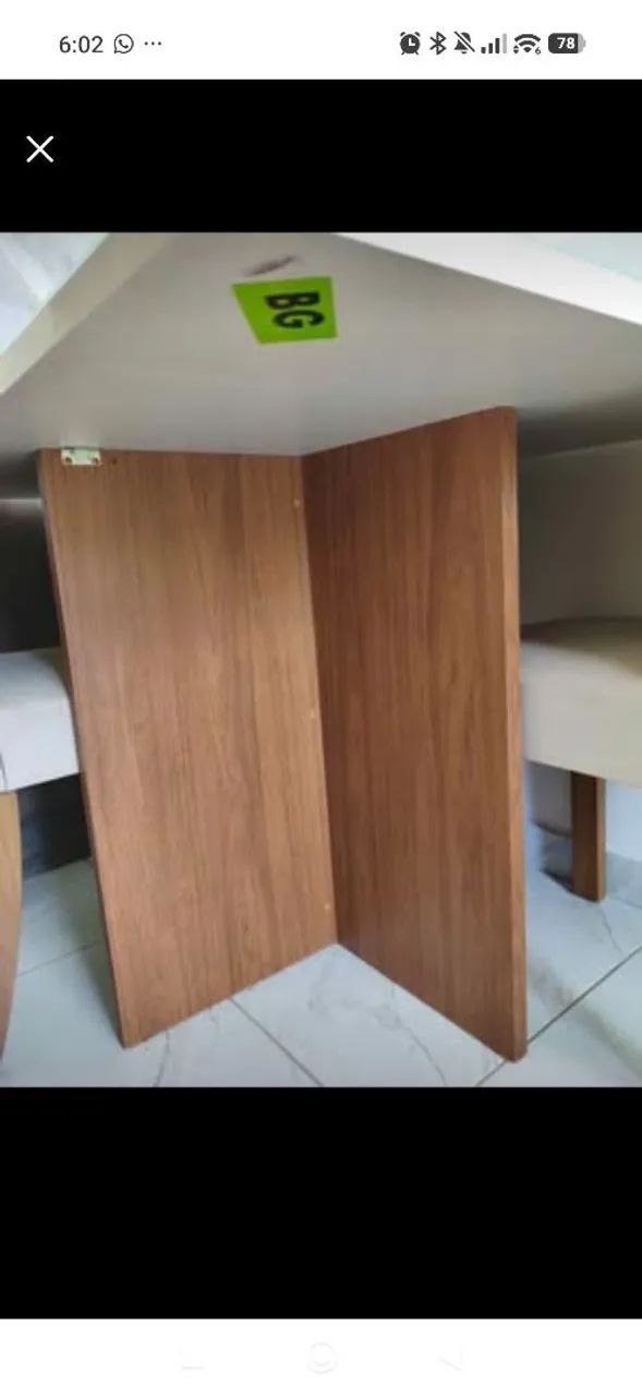 Mesa de jantar retangular em MDF laca (vidro) branco brilho 1,20 x 0,90. Ótimo estado! - Foto 5