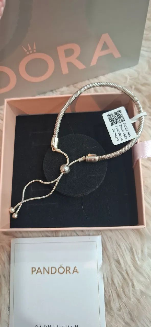 pulseira pandora prata ajustável nova - Foto 3