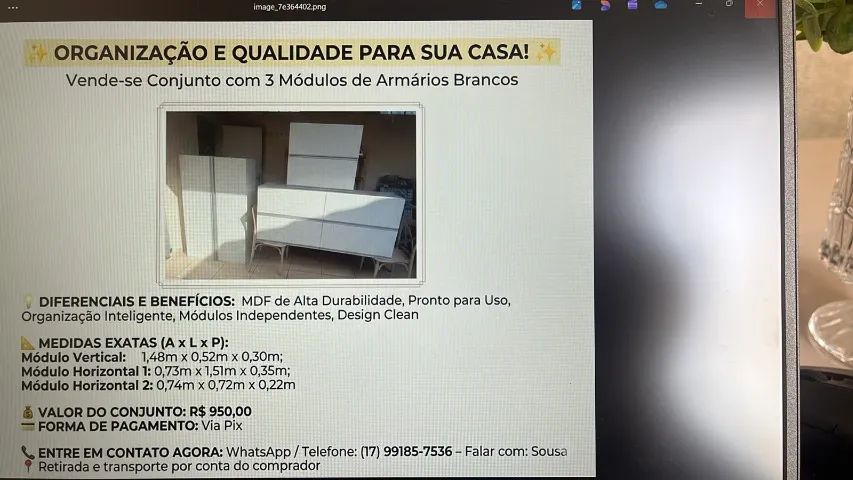 03 Módulos de Armário Branco para Cozinha
