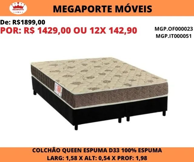 Conjunto Box Queen Size Espuma D33