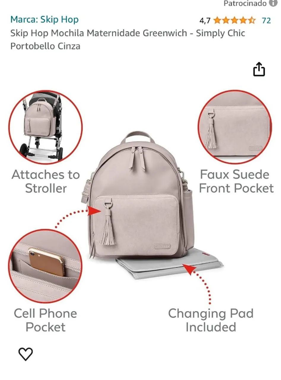 Bolsa Maternidade Mochila  - Modelo Greenwich Simply Chic - Foto 5