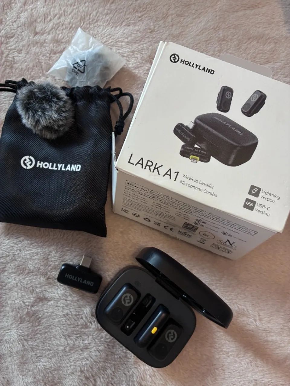 Hollyland Lark A1 Combo 2 microfones USB-C e Lightning