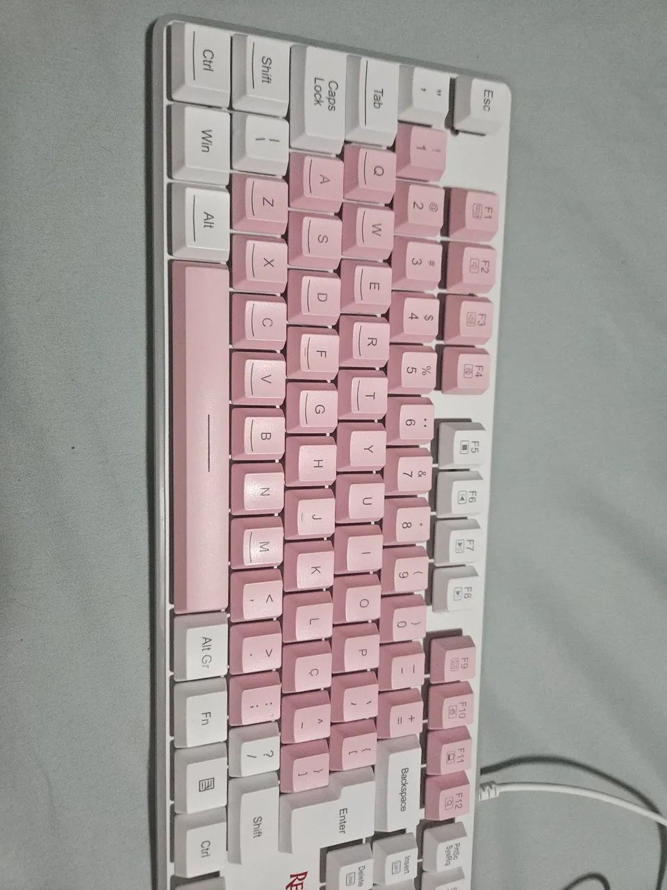 Teclado Gamer Redragon Dyaus 2 - Branco e Rosa - Foto 3