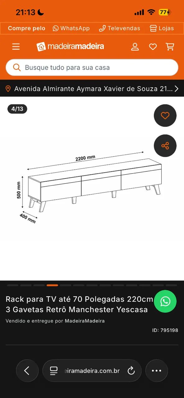 Rack para TV até 70 polegadas  - Foto 4