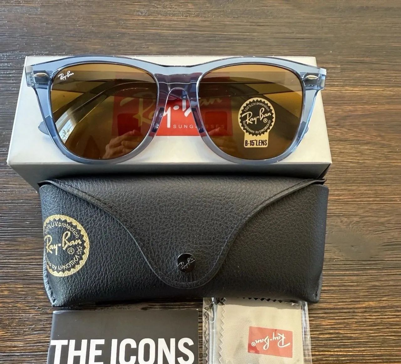 Ray ban wayfarer transparente azul oculos de sol rb2140 - Foto 4