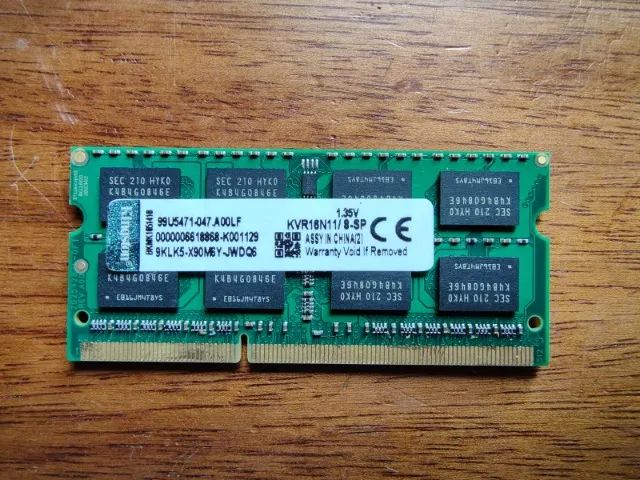Módulo de memória RAM 8 GB DDR3 laptop/notebook