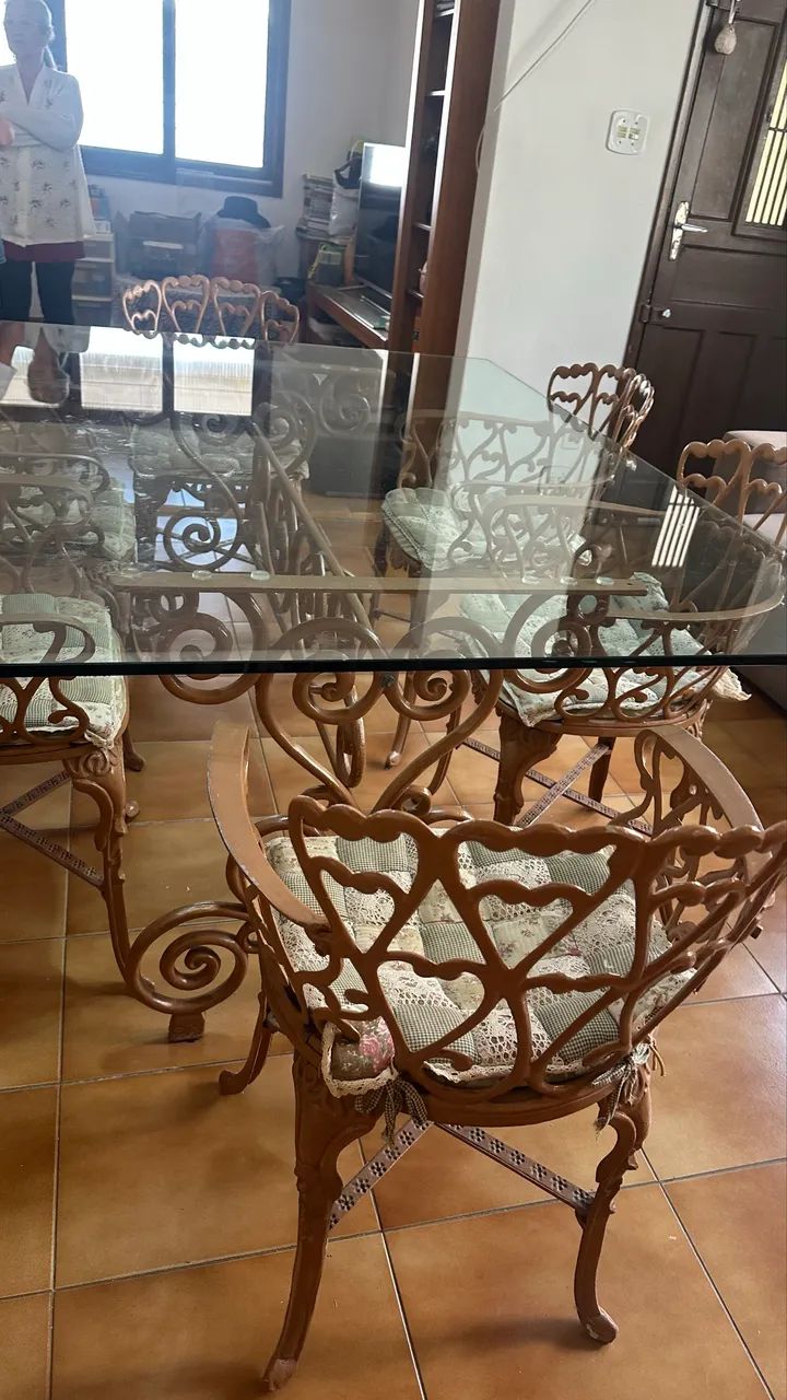 Mesa vidro  pé de ferro - Foto 3
