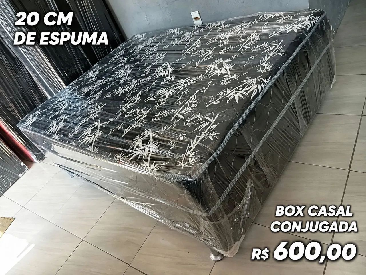 Cama box casal Espuma 20cm conjugada ( Densidade D33 )