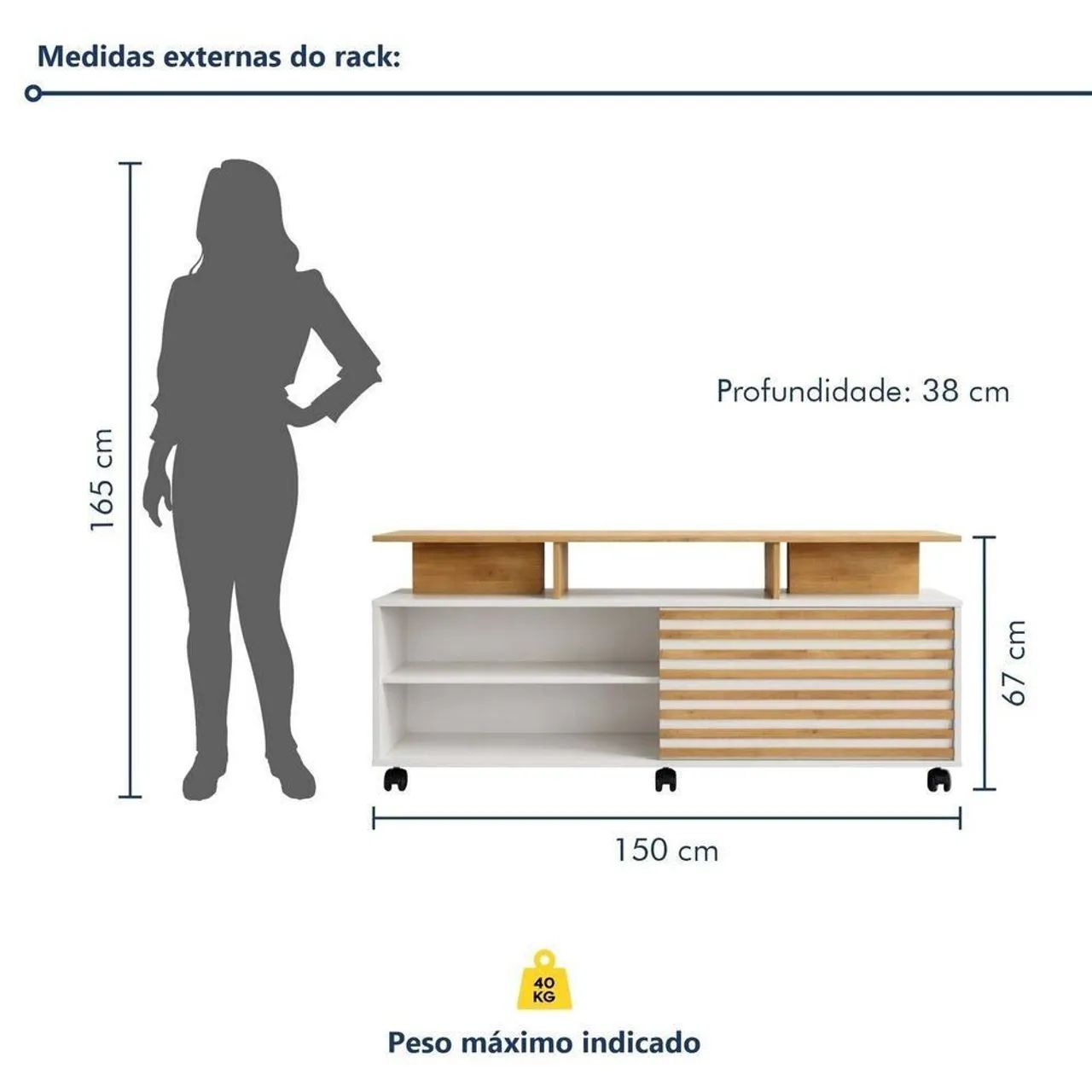 Rack para Tv de até 55 Polegadas 1 Porta de Correr Star Off White/Cinamomo - Foto 4