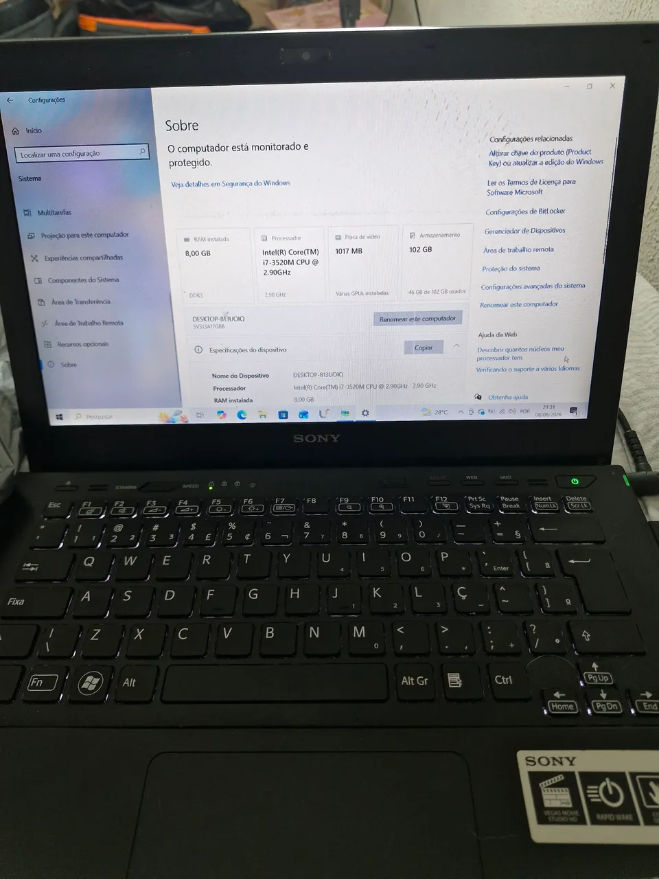 notebook sony vaio intel core i7