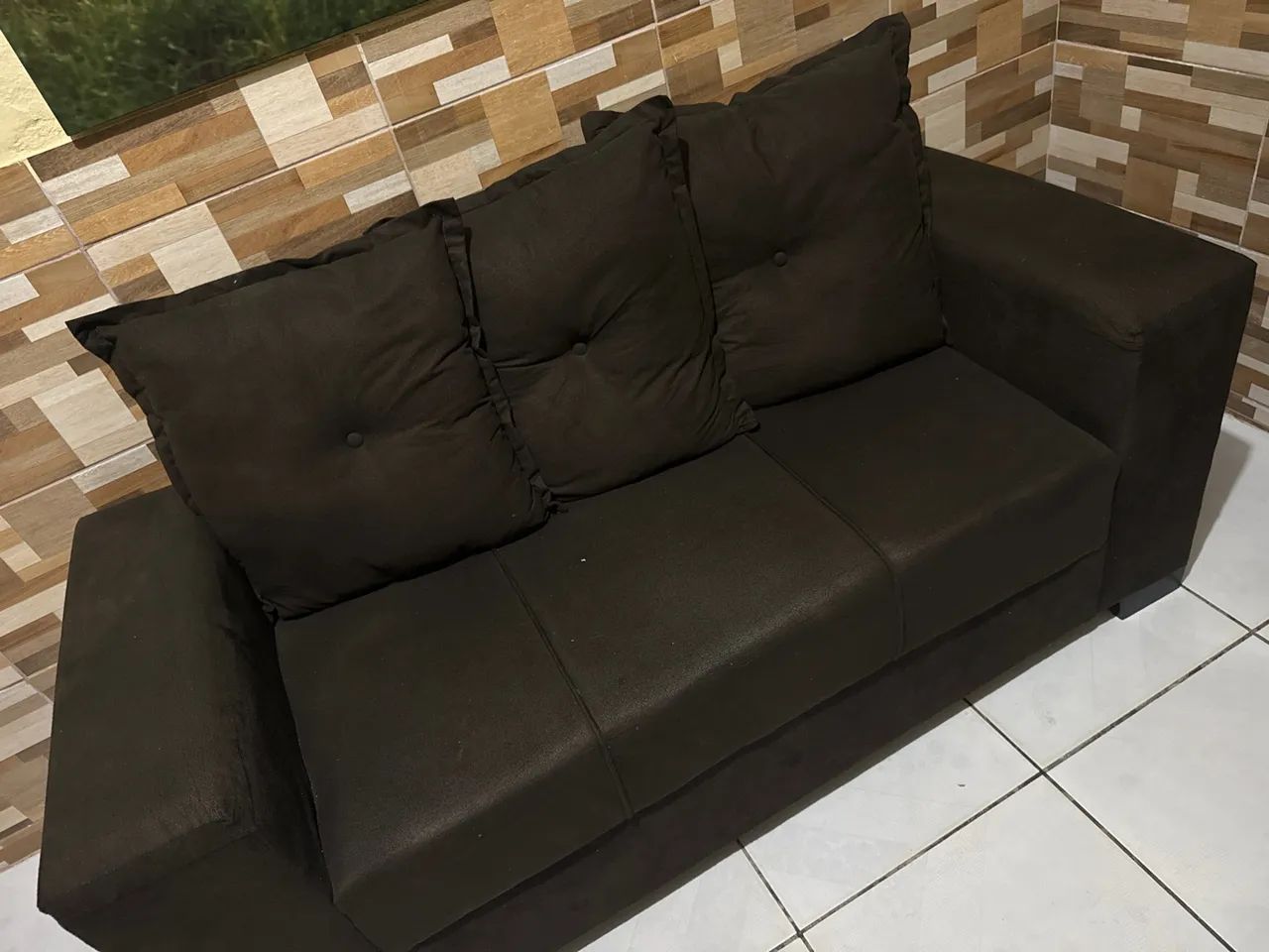 CONJUNTO DE SOFÁ MARROM 5 LUGARES - Foto 2