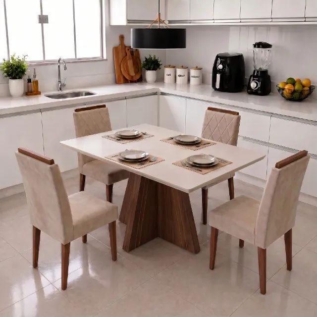 Mesa de Jantar Dublin com Tampo de Vidro | Entrega e Montagem Grátis