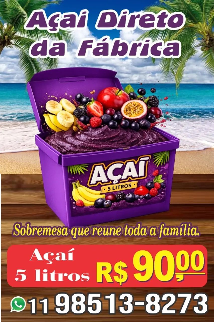 Açaí 5l a sobremesa que serve toda a sua família