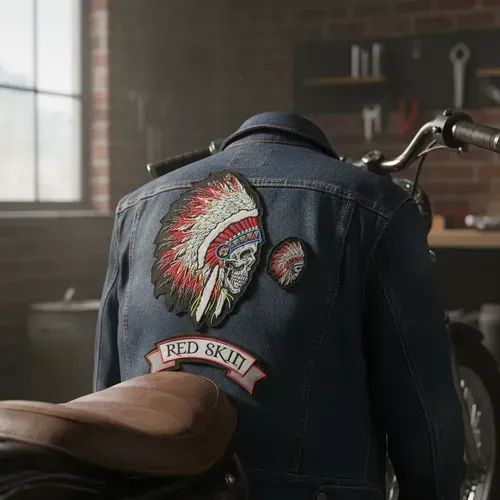 Conjunto Patch Bordado Indio Caveira Red Skin - Foto 3