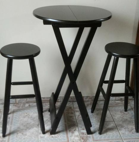 Conjunto Bistrô Dobrável com 2 bancos alto 70 cm - Foto 2