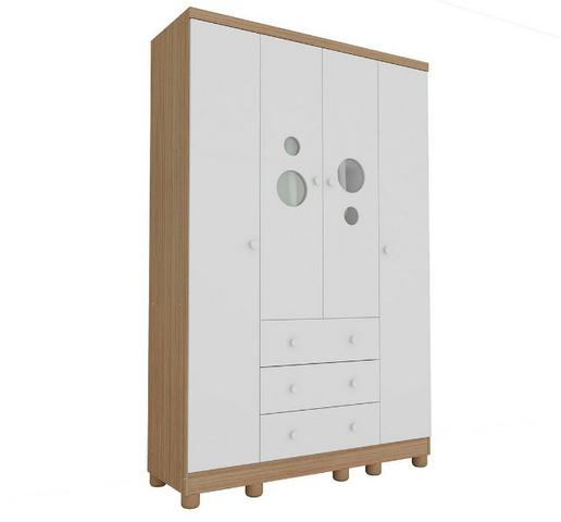 Roupeiro Infantil 4 portas 3 gavetas - Bolinha *NOVO* ShopMix Móveis