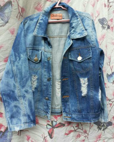 Jaqueta jeans azul feminina