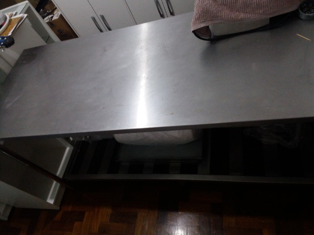 Mesa em inox, pia em inox 1,90m X 0,70