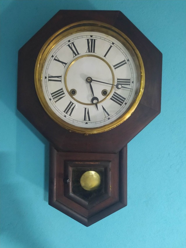 Relógio de parede antigo , 1890 da conceituada marca americana Waterbury - Foto 4