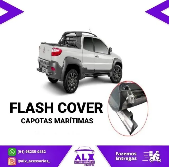 Capota Lona Marítima Flash Cover Fiat Strada Vw Saveiro GM S-10 Ford Ranger Toyota Hilux