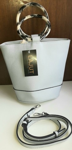 Bolsa Lajut Original Monica Couro Ecologico Azul Claro Novo - Foto 2