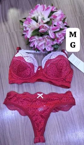 Conjunto lingerie calcinha e sutiã com bojo e renda  - Foto 2