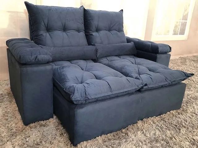 Sofá Retrátil Reclinável 1,80 m Azul a43