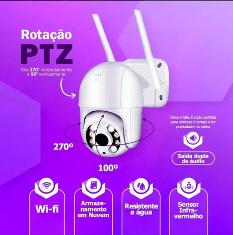 Câmera IP Wifi com PTZ, Monitore , Ouça, Fale e Movimente a Câmera 360º