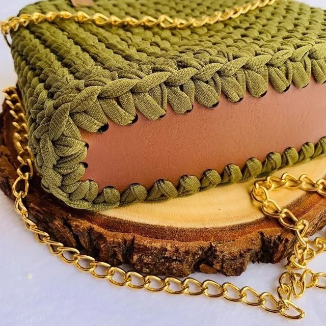 Lindas Bolsas em Tricô,  com Couro!  - Foto 2