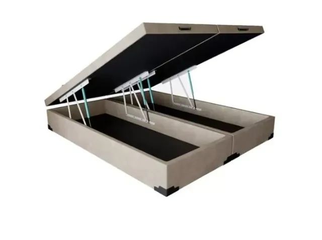 Base Box Baú Blindado Queen Bipartido Sintético 41x158x198