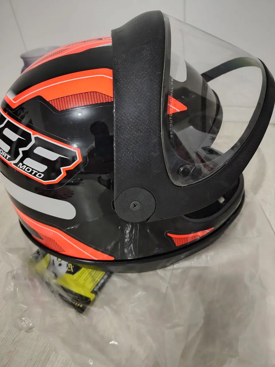Capacete Moto - Preto com Laranja Novo - Foto 2