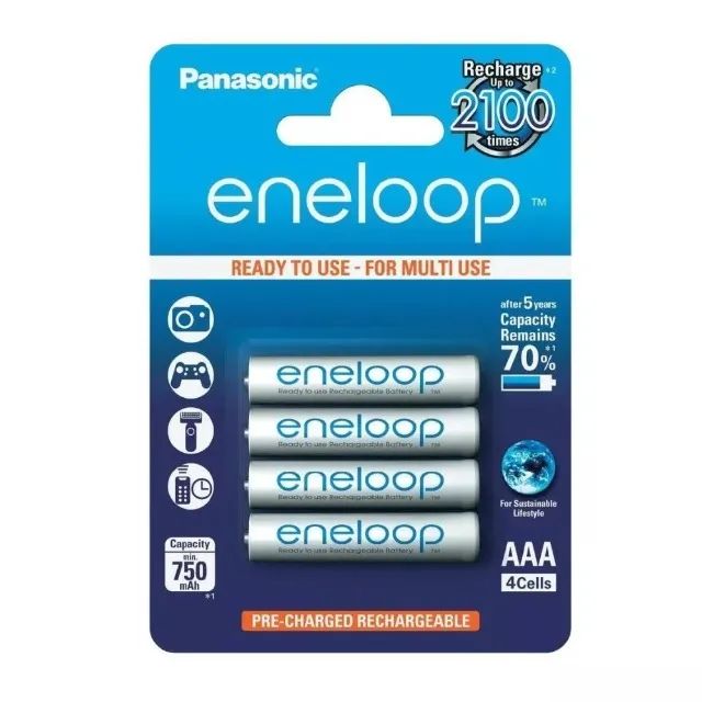 Bateria Recarregável Panasonic Eneloop AAA 750mah (Pacote Com 4 Peças) Feita No Japão - Foto 3