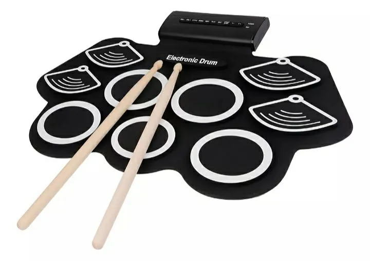 Bateria Eletrônica Portátil 9 Pads com Baquetas