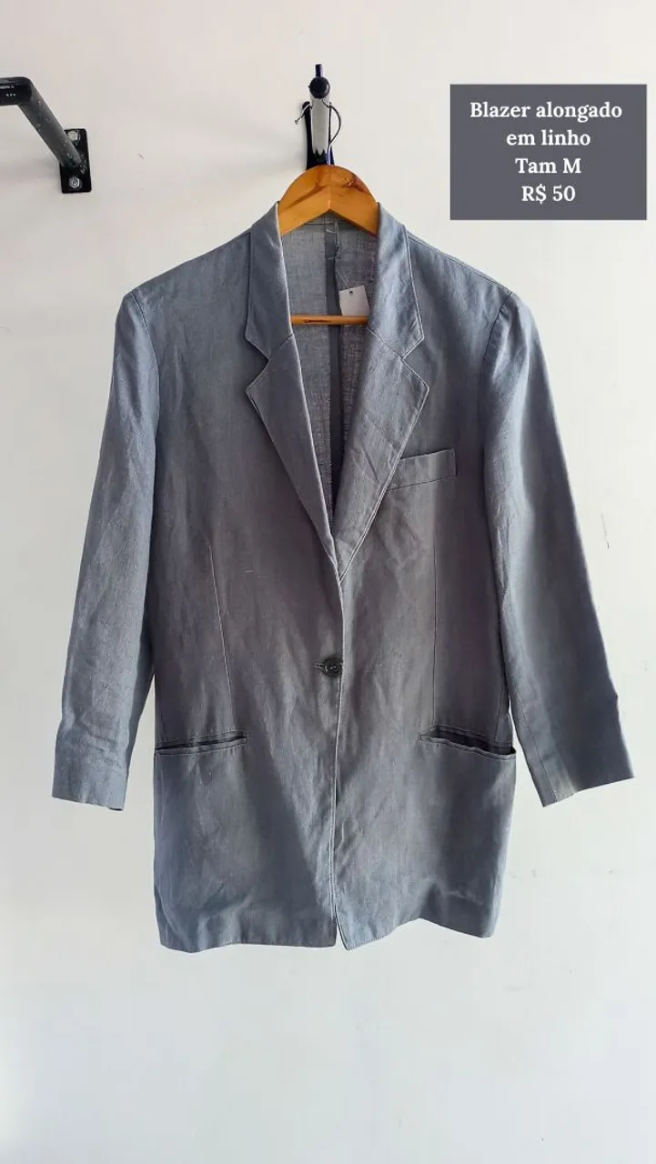 Blazer Longo em Linho - Tamanho M