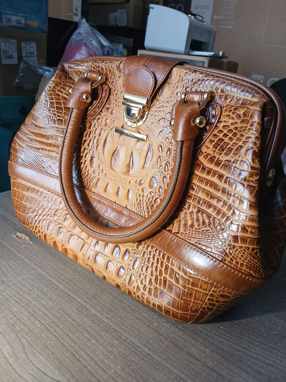 Bolsa Couro Cor Amêndoa Grande - Foto 5