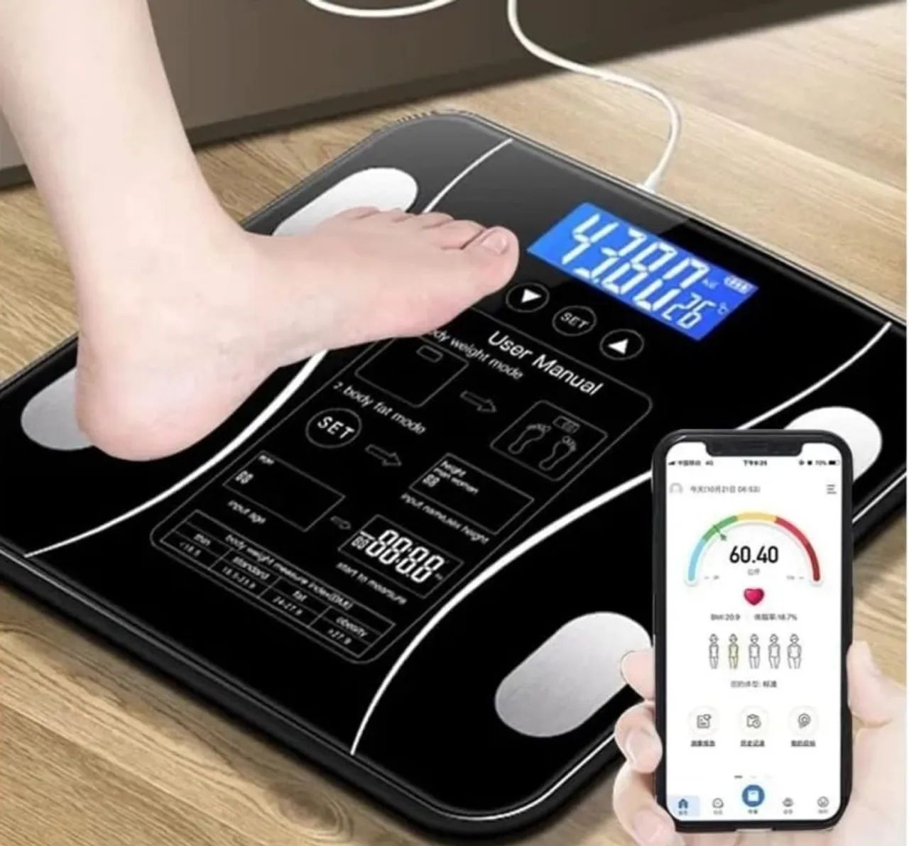 Balança Digital Bioimpedância Corporal Vidro 140kg Bluetooth - Foto 2