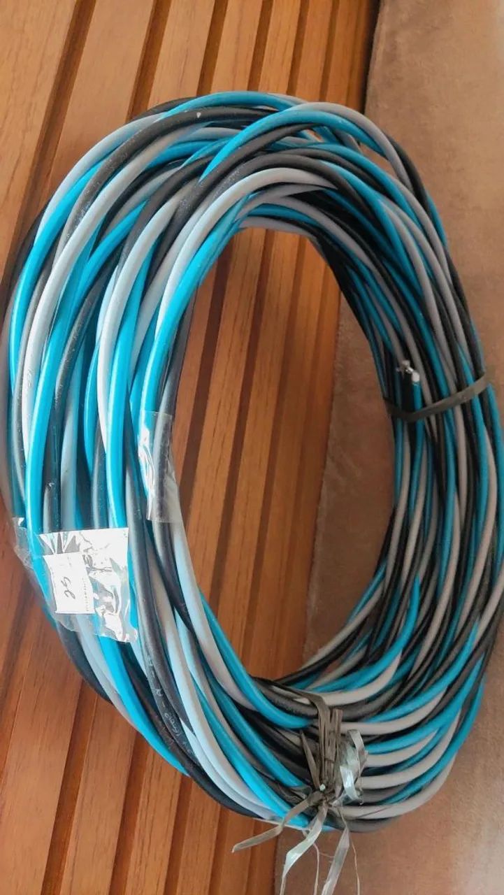 Rolo de Fio Novo 16mm Alumínio 3 Vias Revestidas de 25 Metros Total 75 metros Rede Geral - Foto 2