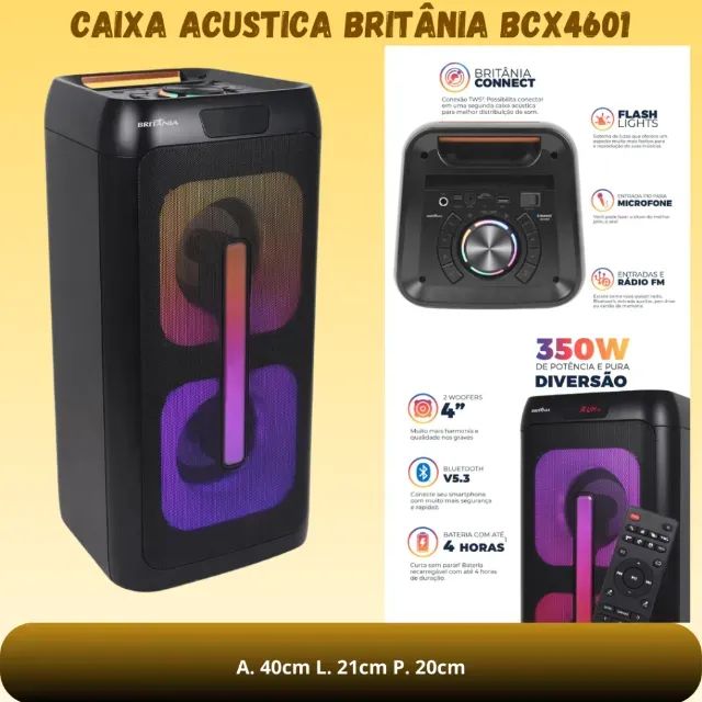 Caixa de Som Amplificada Britânia BCX4601 Flash Lights