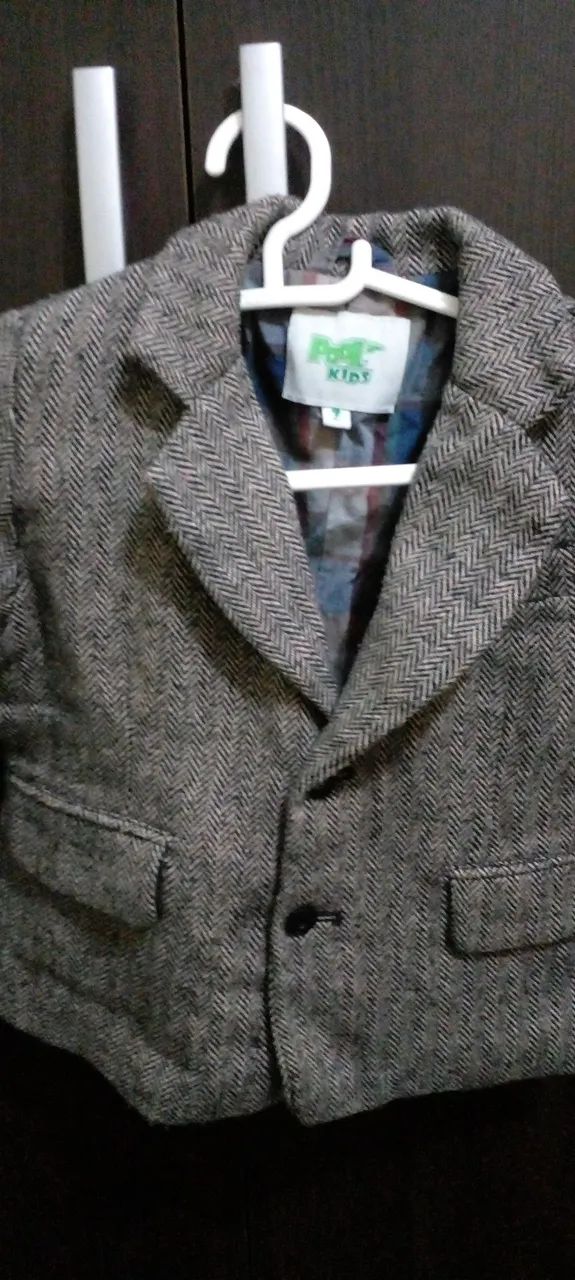 Blazer Infantil Cinza Tweed
