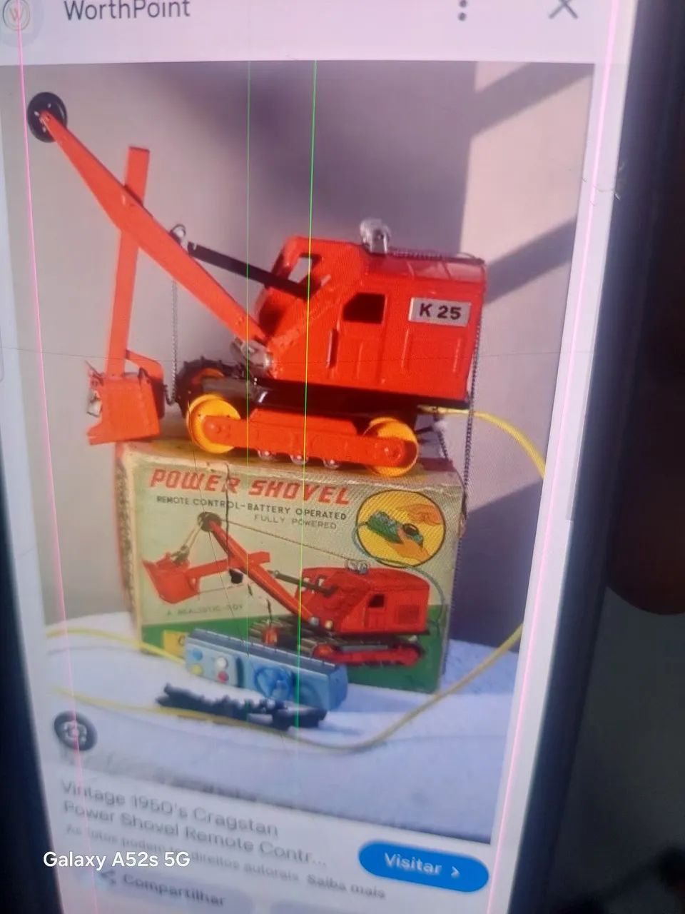 Escavadeira de brinquedo vintage rara  K25 com controle remoto - Foto 2