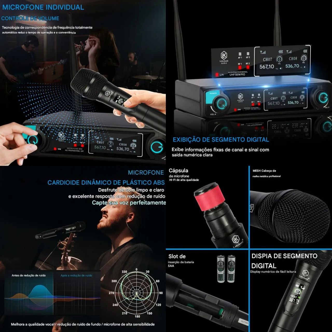 Sistema de Microfone Sem Fio UHF Duplo GLXD-2 Pro - Karaoke, Igrejas - Foto 2
