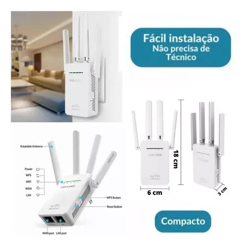 Repetidor Wifi 2800m 4antenas Amplificador De Sinal Roteador - Foto 5