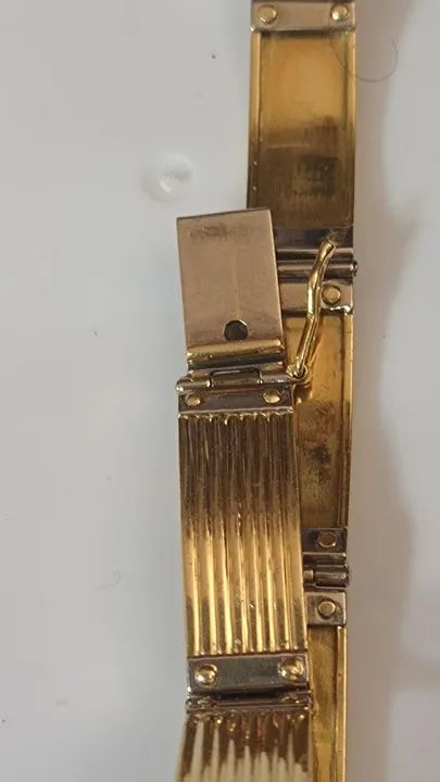 Pulseira de Ouro modelo retangular com divisão ouro branco  - Foto 3