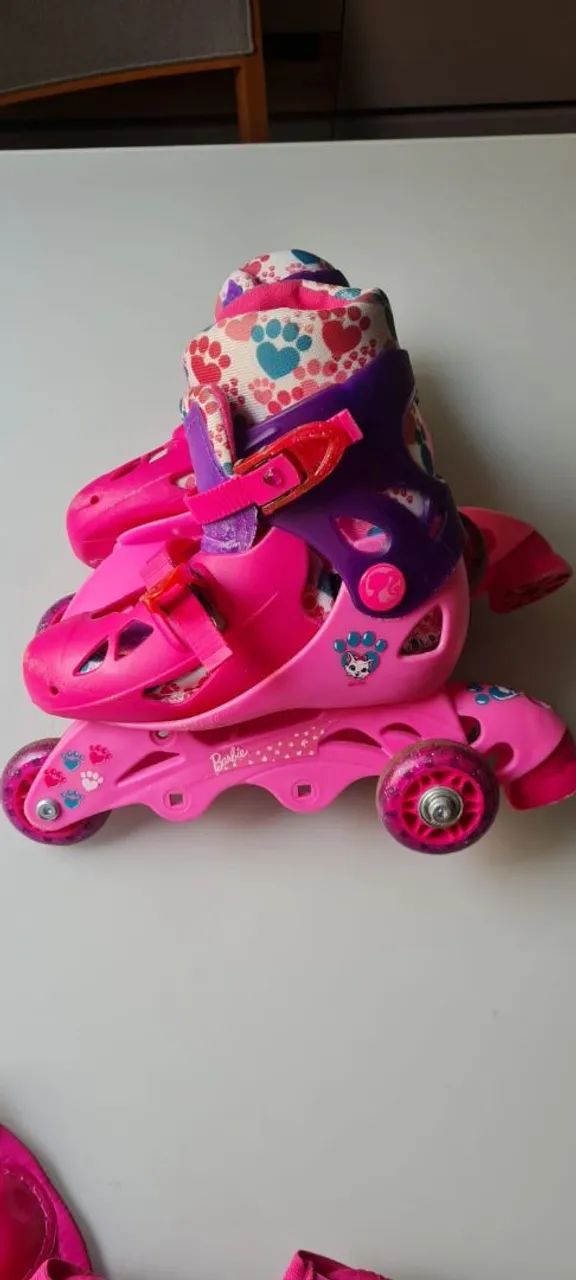 Patins Barbie Infantil Rosa