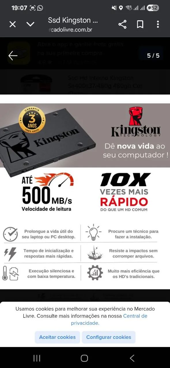 Promoção!!! SSd kingston 480Gb ORIGINAL - Foto 2