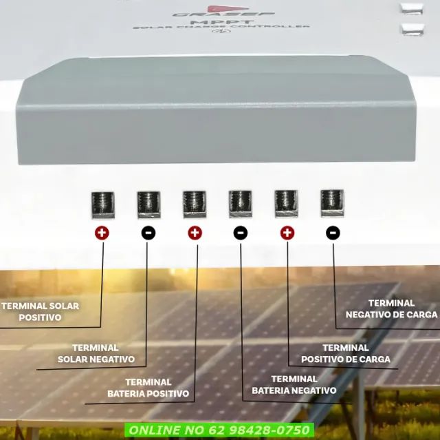 Controlador De Carga Solar 40a Lcd Mppt 12v-550w 24v-1100w Com Detecção Automática Tripla  - Foto 5