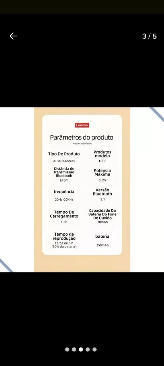 Headphone Bluetooth Lenovo Th30 Thinkplus<br>Cor Preto - Foto 6