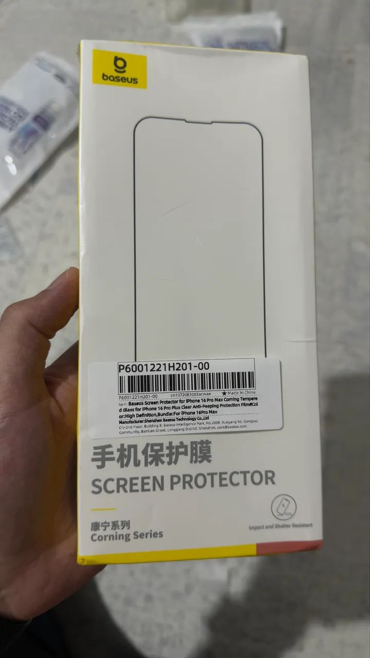 Pelicula Baseus com aplicador 16 pro max LACRADA